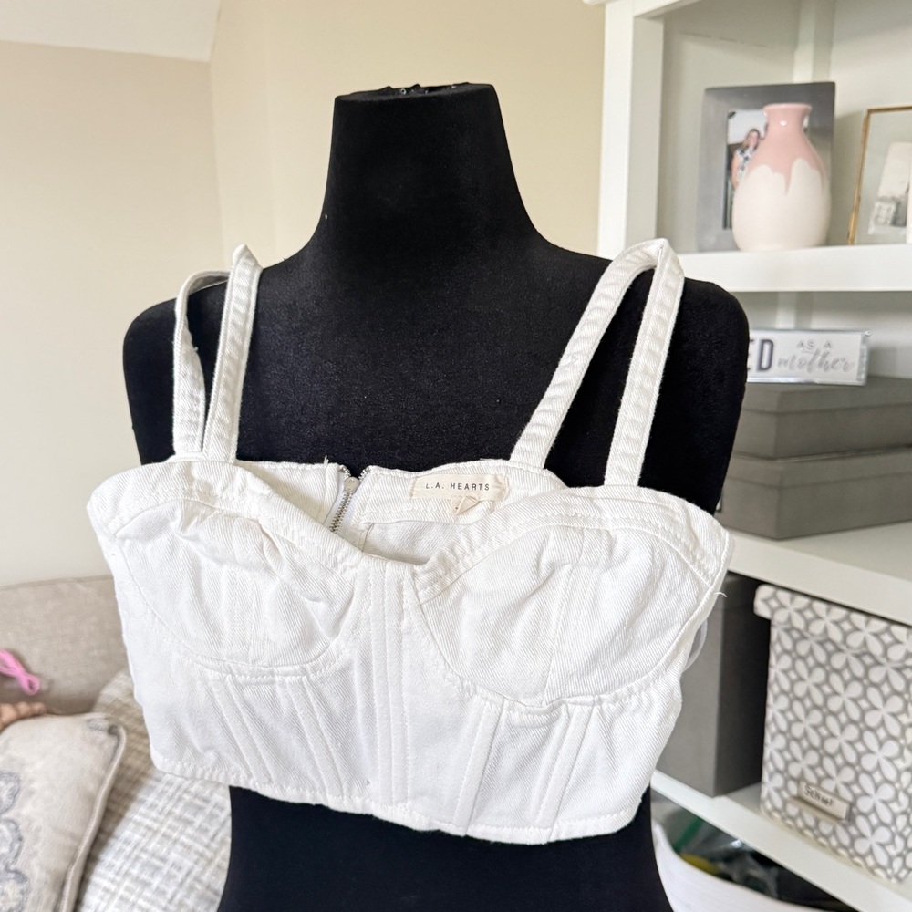 La Hearts Ivory Bustier Top